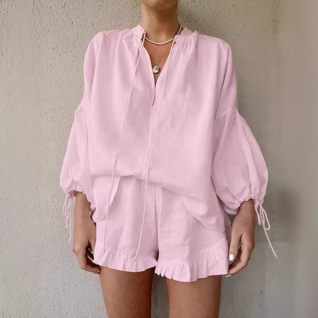 V-neck Lantern Sleeve Top