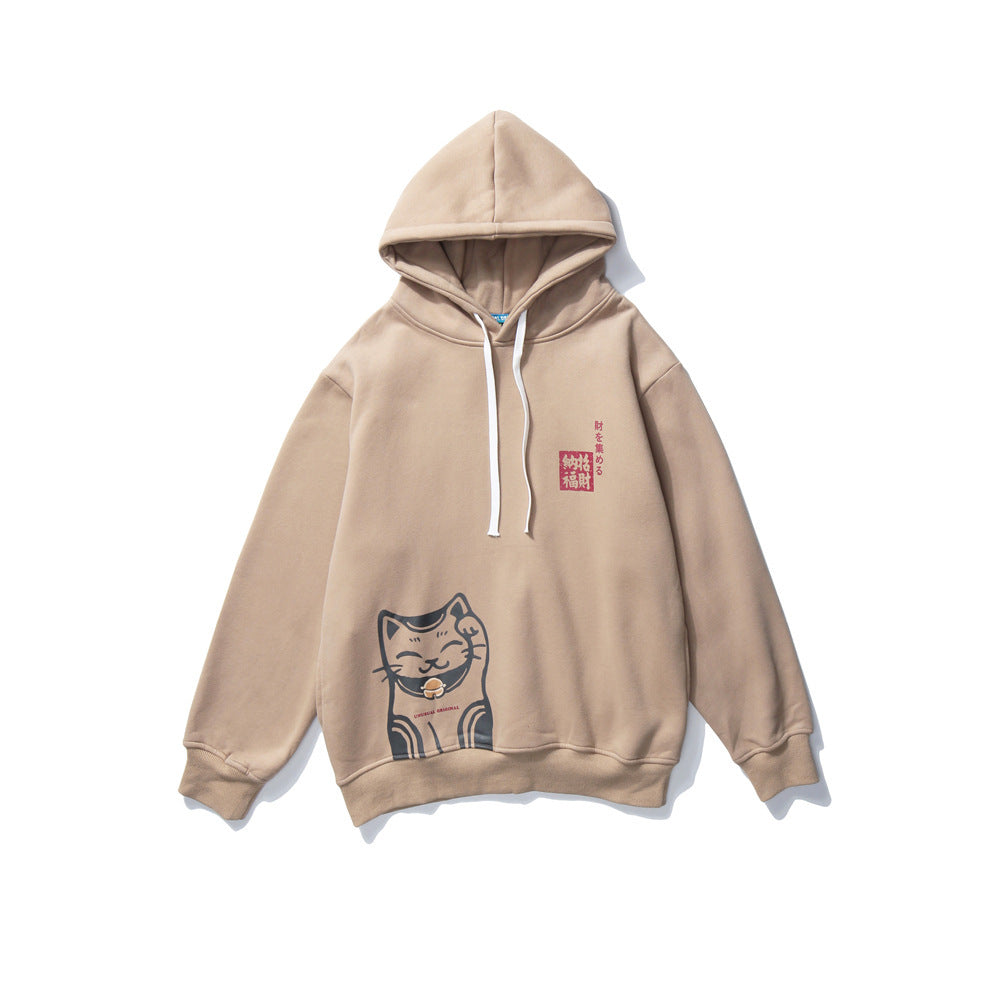 Loose plus fleece hoodie