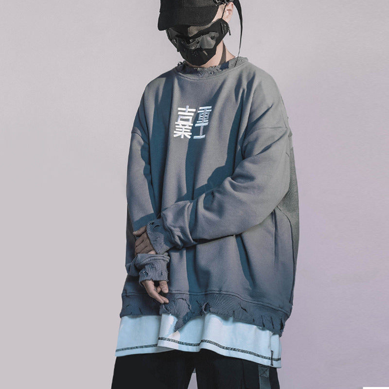 hip-hop ripped sweatshirt