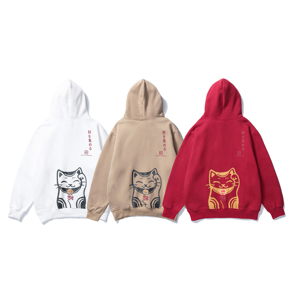 Loose plus fleece hoodie