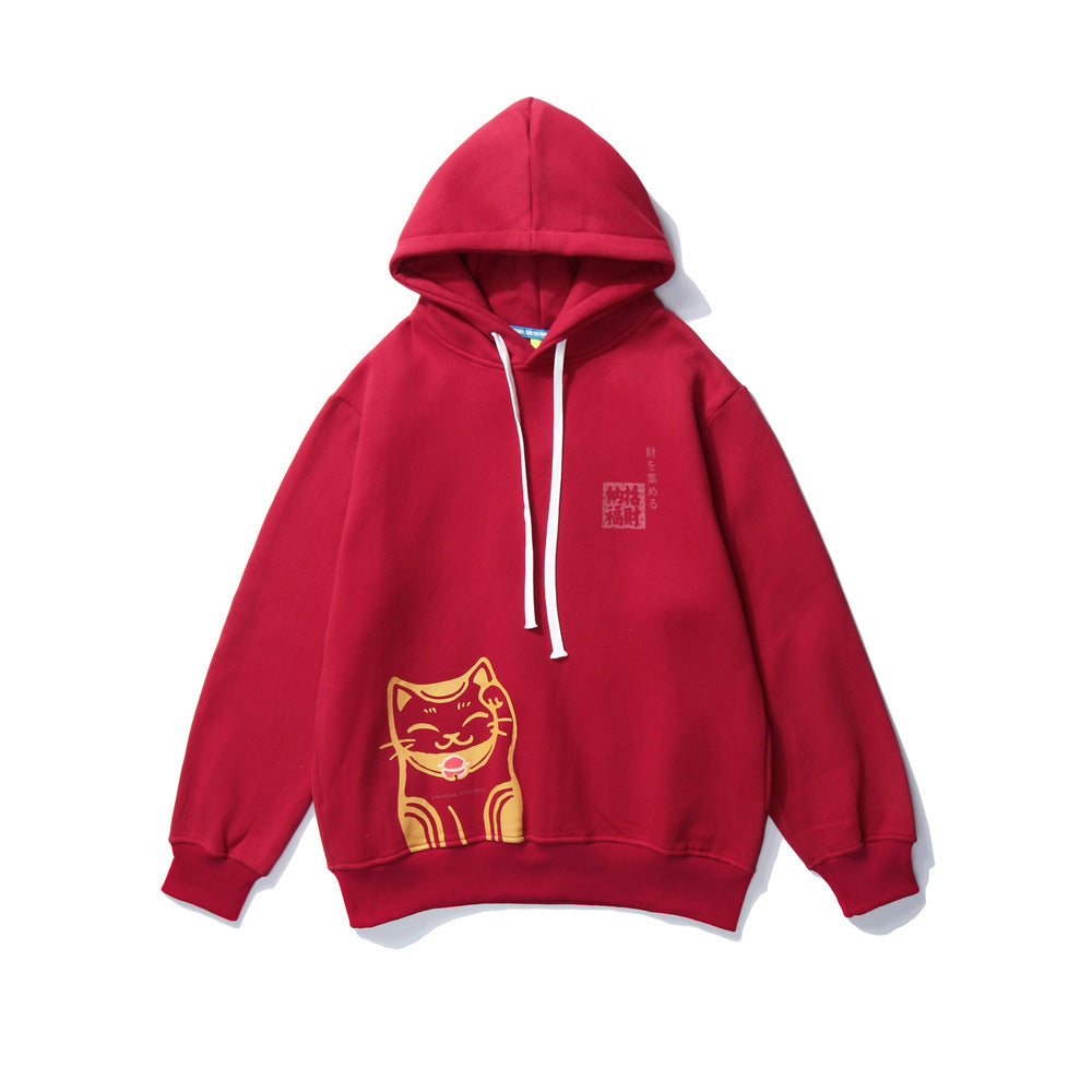 Loose plus fleece hoodie
