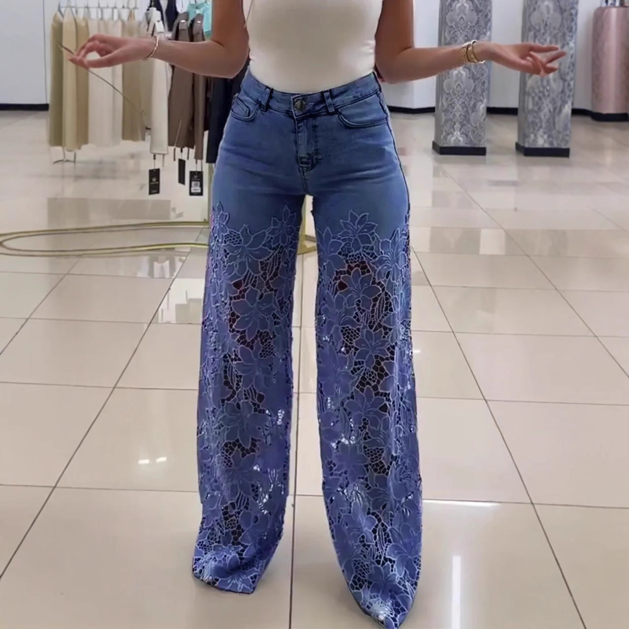 Leg Jeans Solid Color