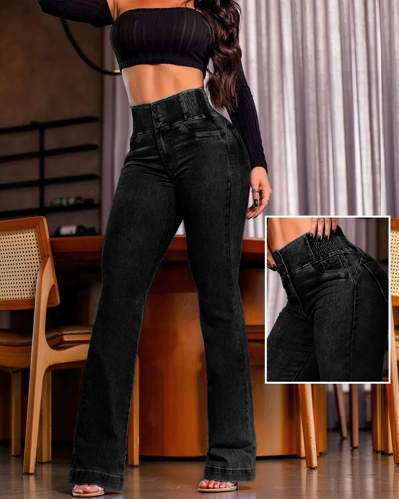 Back Shirred Jeans