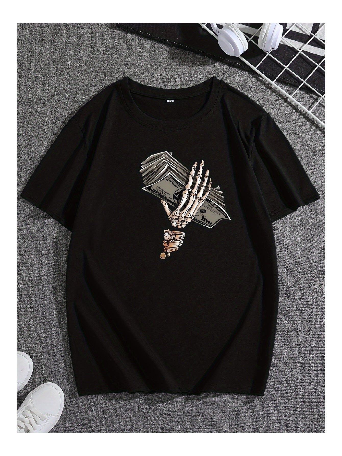 Black Skull Hand Print