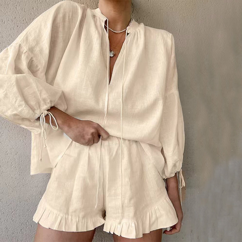 V-neck Lantern Sleeve Top