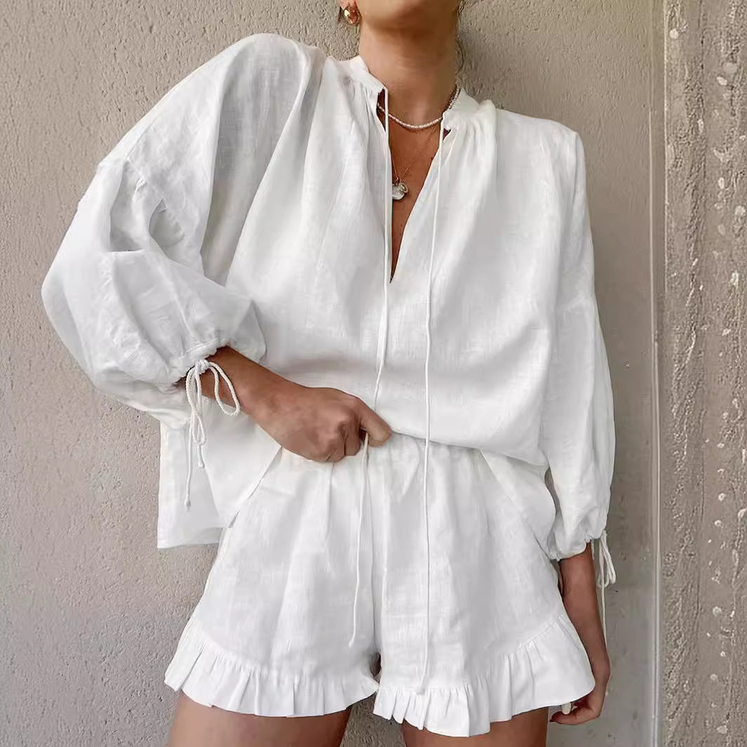 V-neck Lantern Sleeve Top