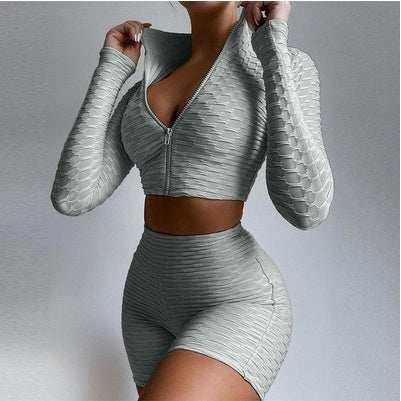 Product Information： 


 Size: S M L XL
 
 Color classification: gray, brown, blue, black, orange
 
 Item No.: 0000
 
 Applicable object: female
 
 Top and bottom loYoga Sportswear LeggingsHOODIES & JACKETSROBS FASHIONSWEAR 114'SROBS FASHIONSWEAR 114’SYoga Sportswear Leggings