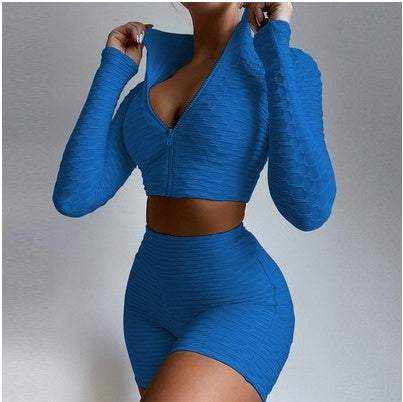 Product Information： 


 Size: S M L XL
 
 Color classification: gray, brown, blue, black, orange
 
 Item No.: 0000
 
 Applicable object: female
 
 Top and bottom loYoga Sportswear LeggingsHOODIES & JACKETSROBS FASHIONSWEAR 114'SROBS FASHIONSWEAR 114’SYoga Sportswear Leggings