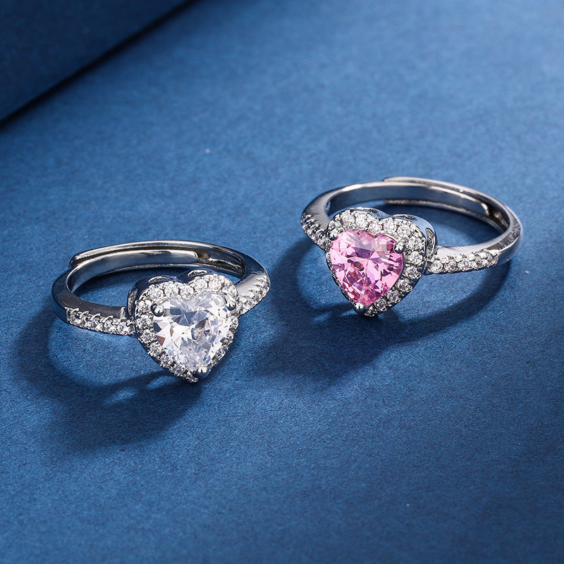 Diamond Peach Heart Ring