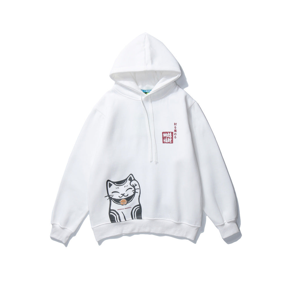 Loose plus fleece hoodie