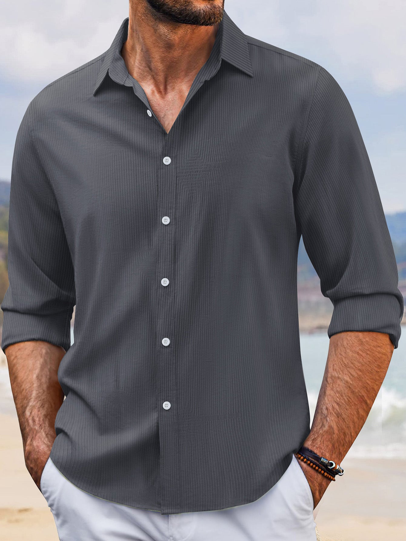 Lapel Long Sleeve Shirt