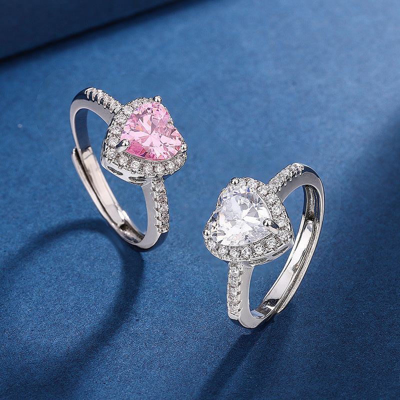 Diamond Peach Heart Ring