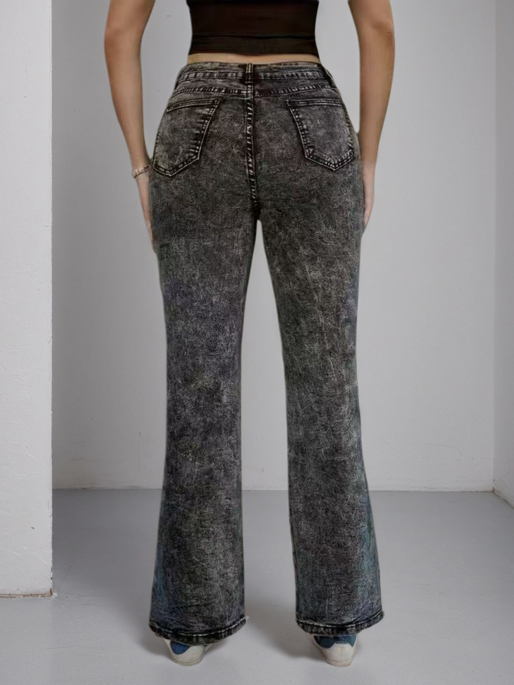 Flared Jeans With Side Buckles