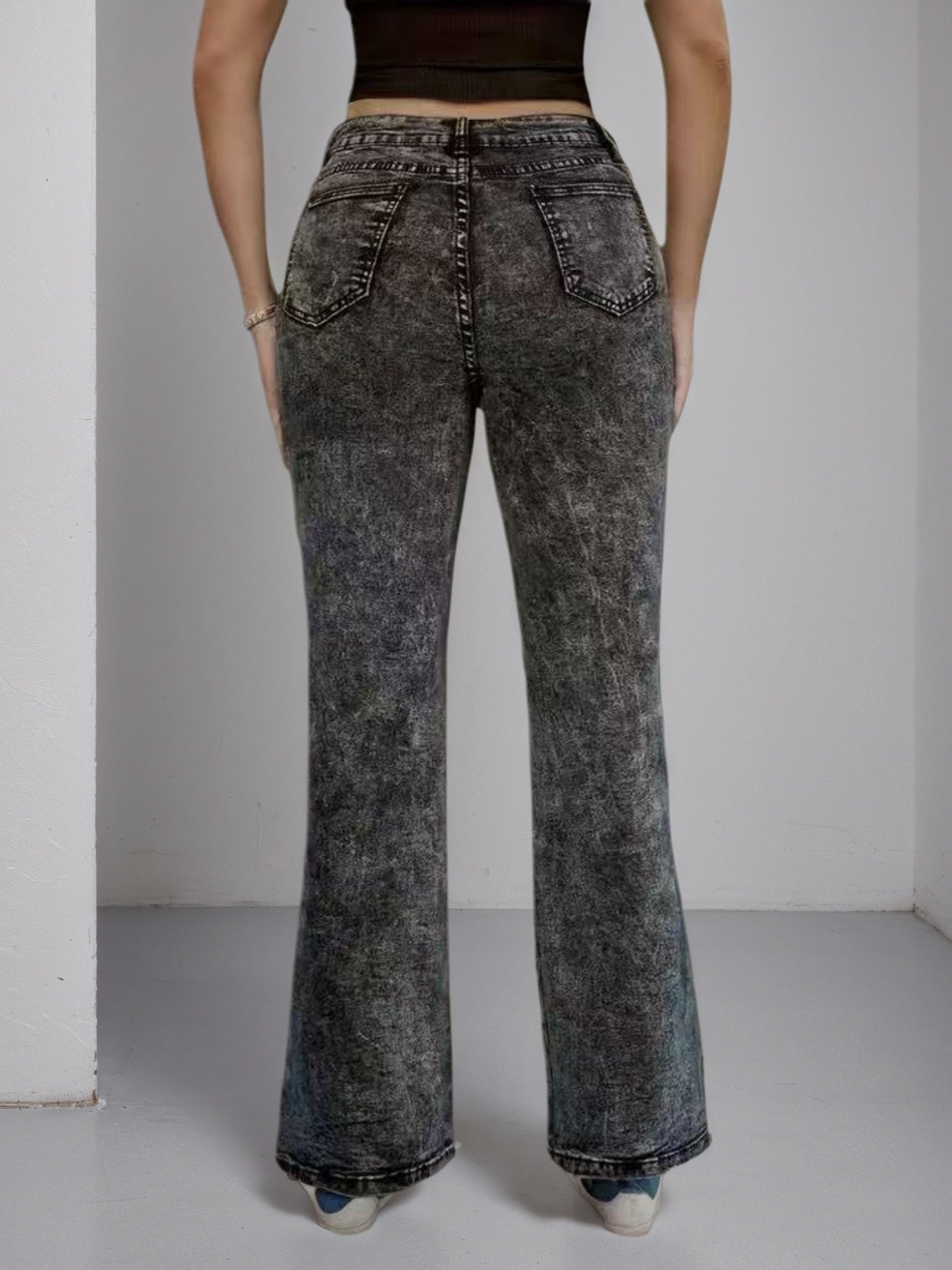 Flared Jeans With Side Buckles