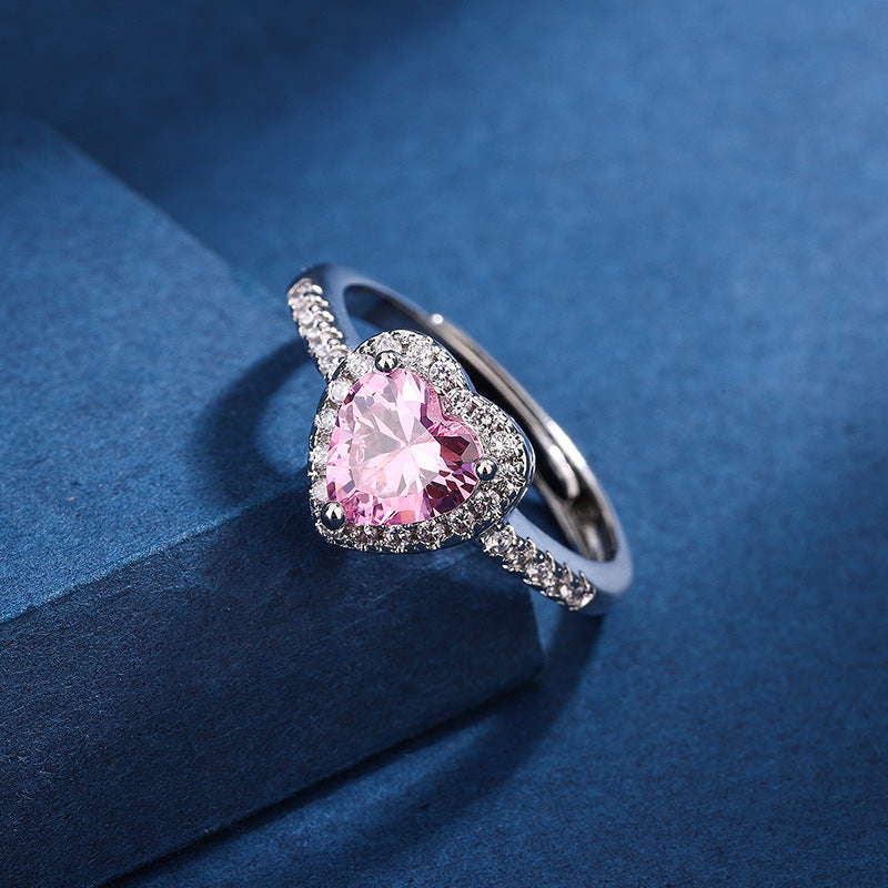 Diamond Peach Heart Ring