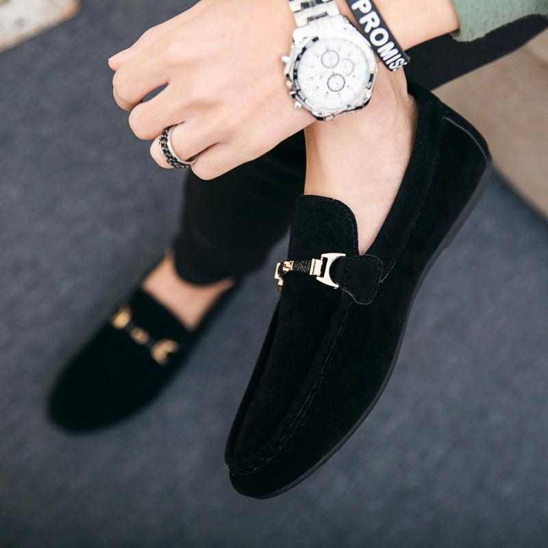 Black Korean style breathable casual shoes with flat heel and canvas upper