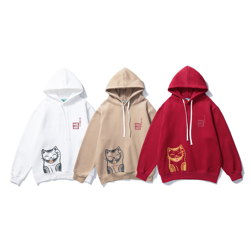 Loose plus fleece hoodie