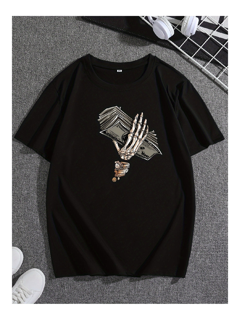Black Skull Hand Print