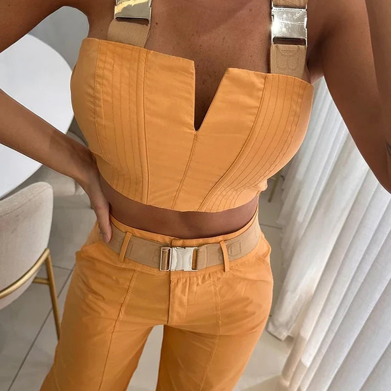 Crop-top Spaghetti Pants