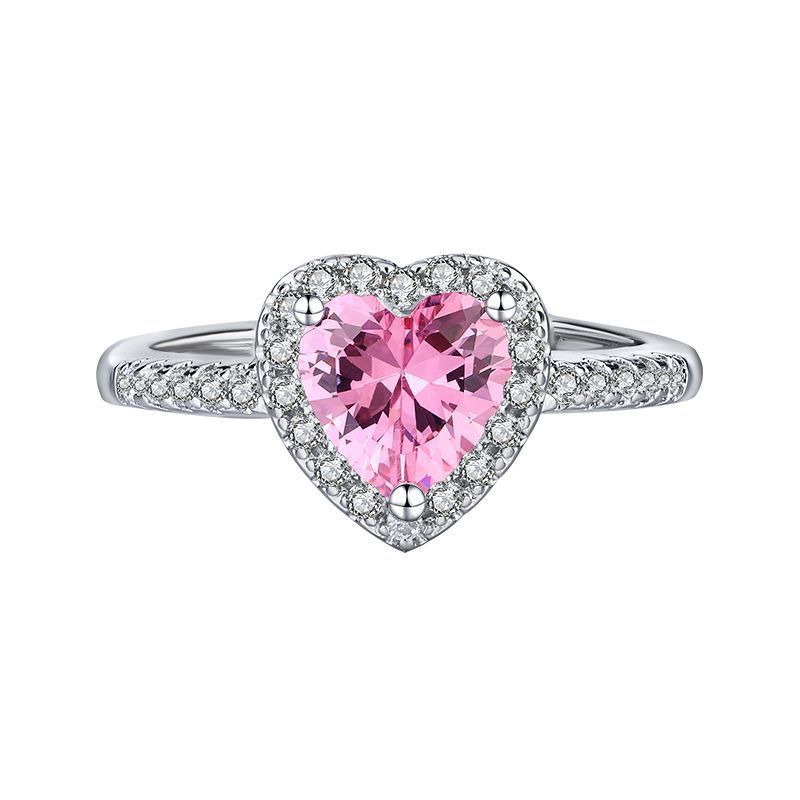 Diamond Peach Heart Ring