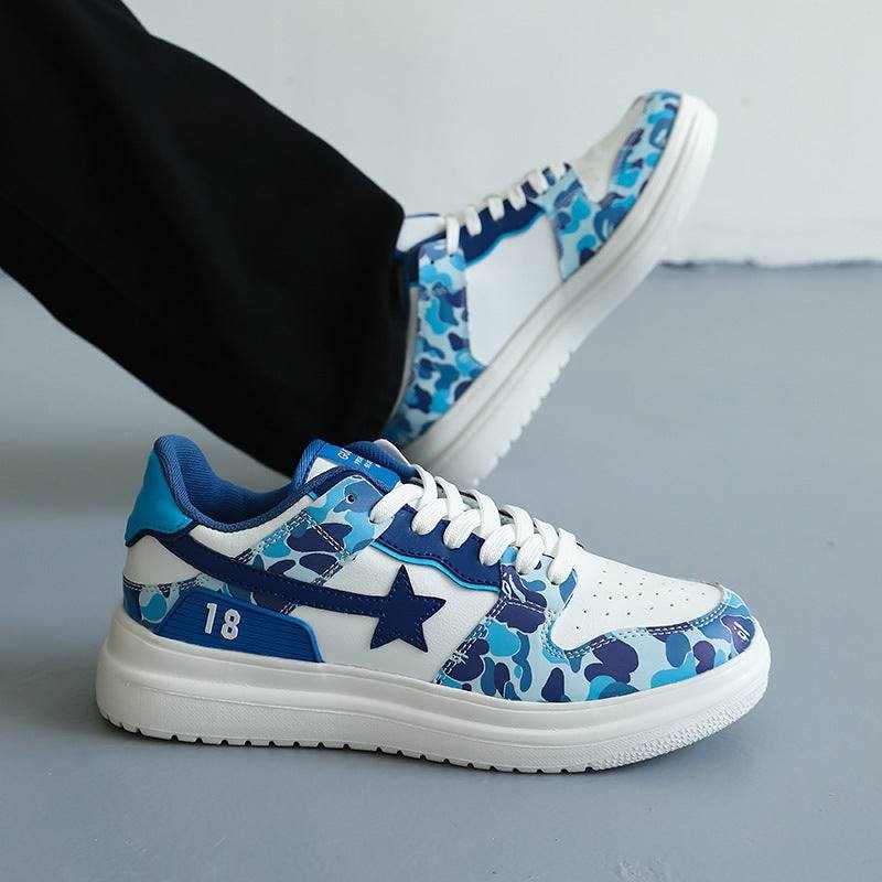 Blue and white Plus Stars Sneaker with camouflage design and star logo