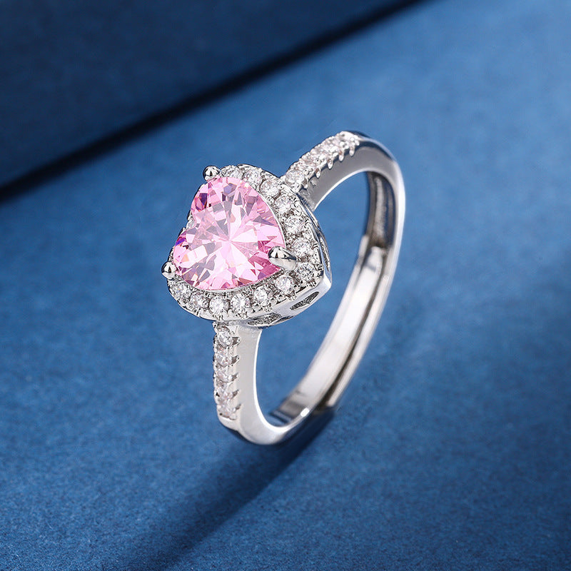 Diamond Peach Heart Ring