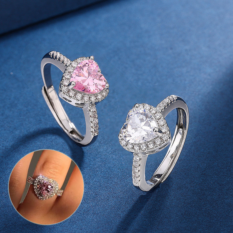 Diamond Peach Heart Ring