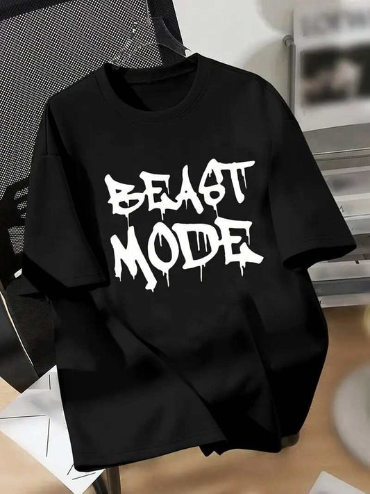 Black Beast Mode T-shirt with bold white graffiti-style text design