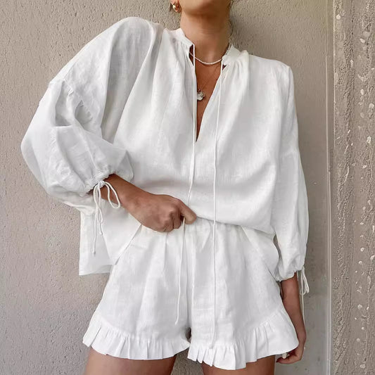 V-neck Lantern Sleeve Top